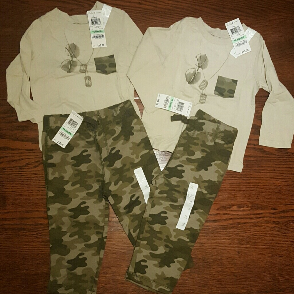 NWT Macy's TWIN 18m military camo outfits